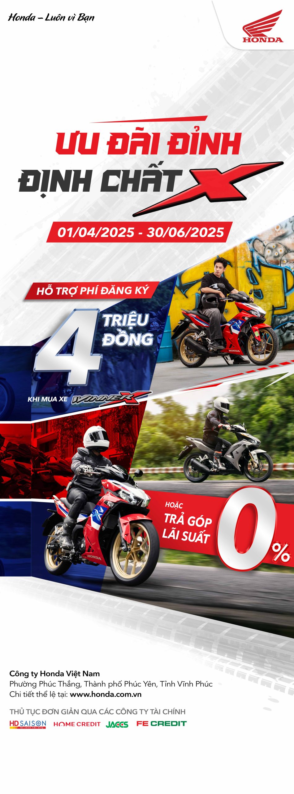 Ưu Đãi Đỉnh – Định Chất X: Mua Honda Winner X Nhận Ngay Hỗ Trợ 4 Triệu Hoặc Trả Góp 0% Lãi Suất!